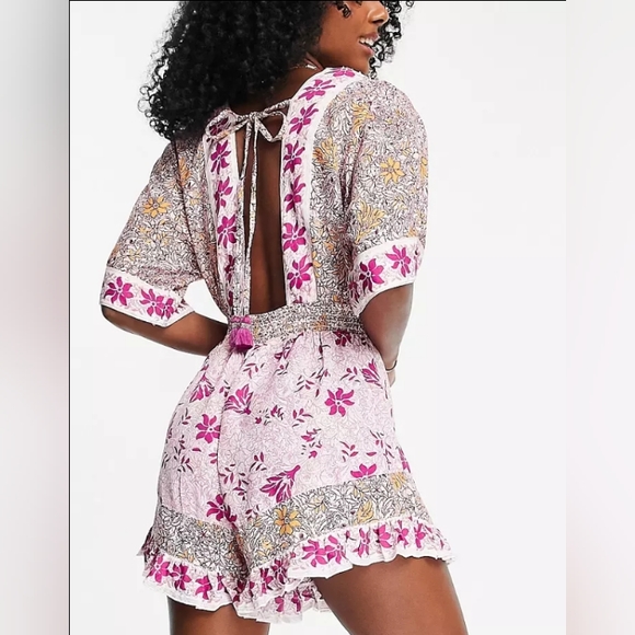 🌺 Floral Mix-print Beach Romper 🌺 - Picture 4 of 4